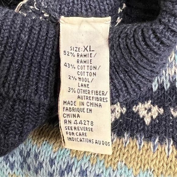 Vintage Marisa Canvas Indigo Fairisle Turtleneck Sweater Size XL - Picture 4 of 5